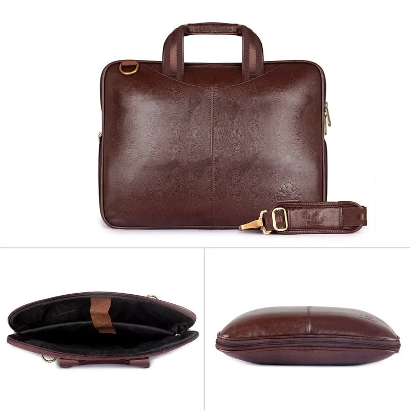 THE CLOWNFISH Compact 15.6-Inch Laptop Bag - Expandable, Durable | Adjustable Strap | 15.6-Inch | Chestnut Brown