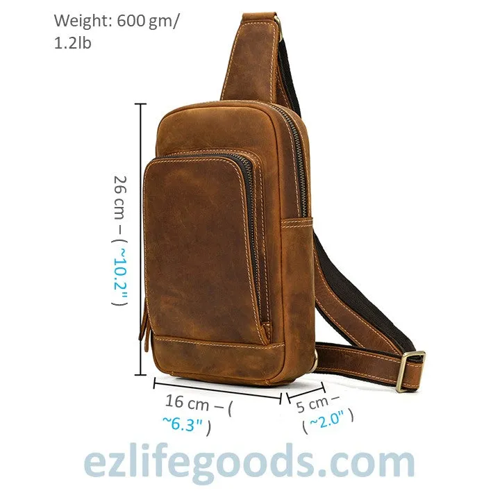 Unisex Cowhide Chest Sling Bag, Casual Crossbody Messenger Bag